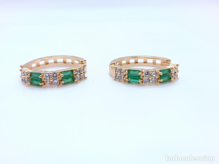 Joyeria: Pendientes en oro amarillo de 14k con esmeraldas - Foto 8