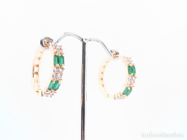 Joyeria: Pendientes en oro amarillo de 14k con esmeraldas - Foto 9