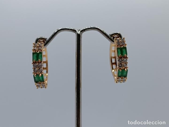 Joyeria: Pendientes en oro amarillo de 14k con esmeraldas - Foto 10