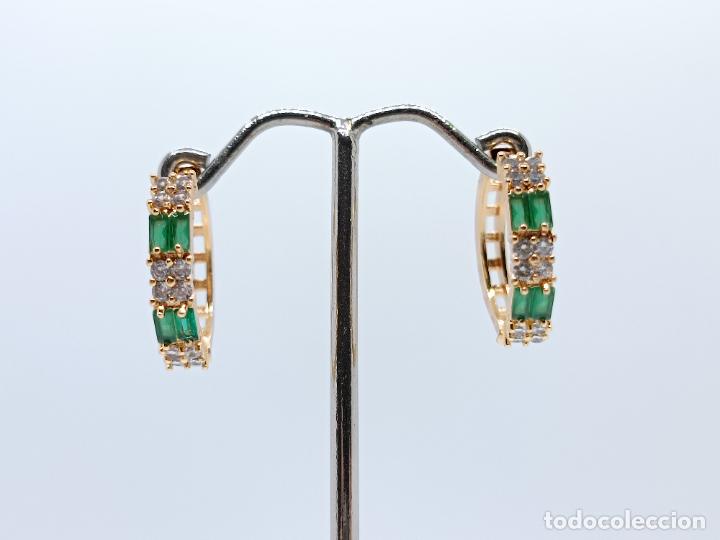 Joyeria: Pendientes en oro amarillo de 14k con esmeraldas - Foto 1