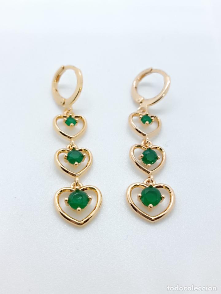 Joyeria: Pendientes en oro amarillo de 14k con esmeraldas - Foto 5