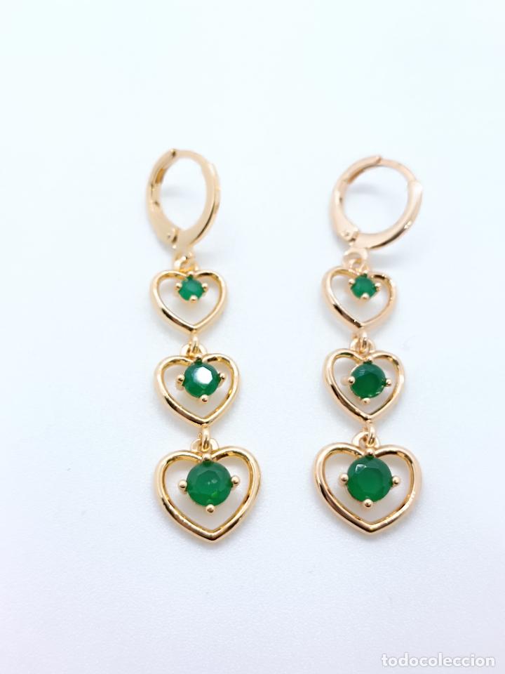 Joyeria: Pendientes en oro amarillo de 14k con esmeraldas - Foto 7