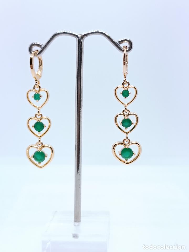 Joyeria: Pendientes en oro amarillo de 14k con esmeraldas - Foto 1