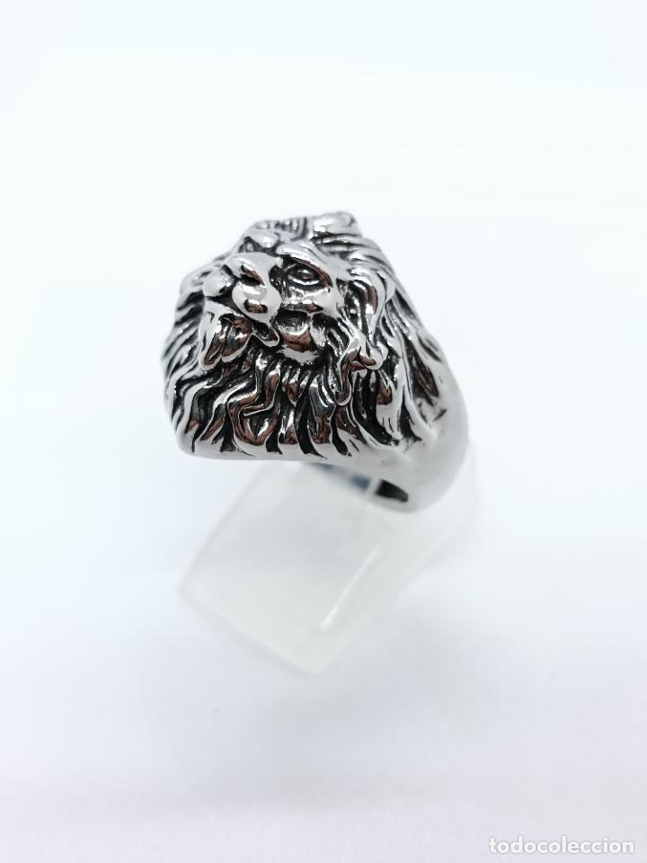 Joyeria: Hermoso anillo chapado en plata de ley con forma de cabeza de le&oacute;n - Foto 2