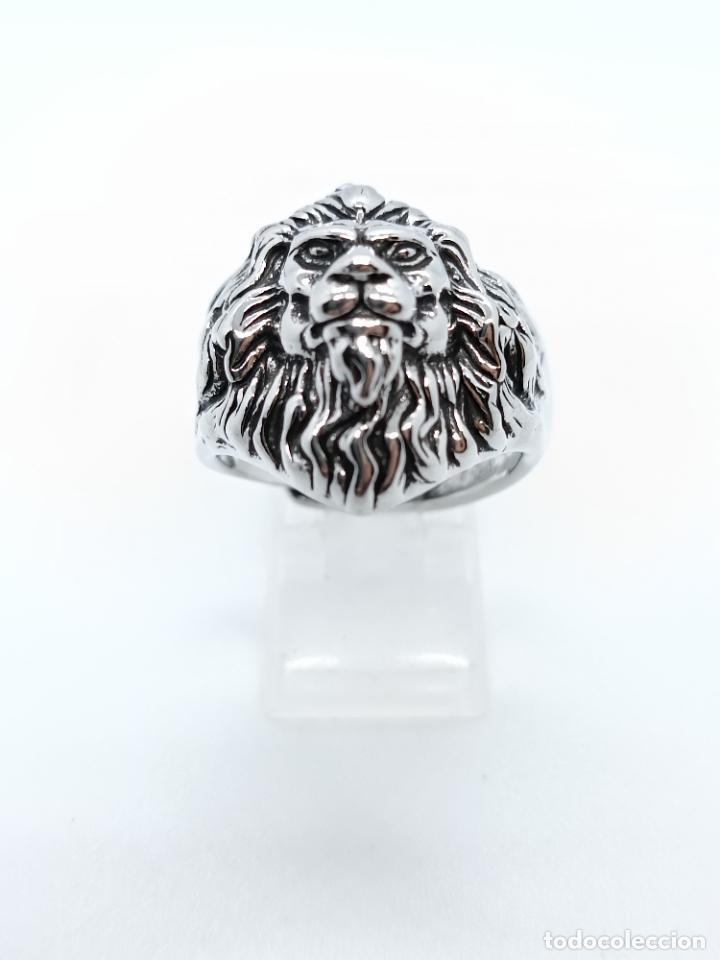 Joyeria: Hermoso anillo chapado en plata de ley con forma de cabeza de le&oacute;n - Foto 4
