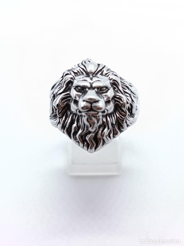 Joyeria: Hermoso anillo chapado en plata de ley con forma de cabeza de le&oacute;n - Foto 1