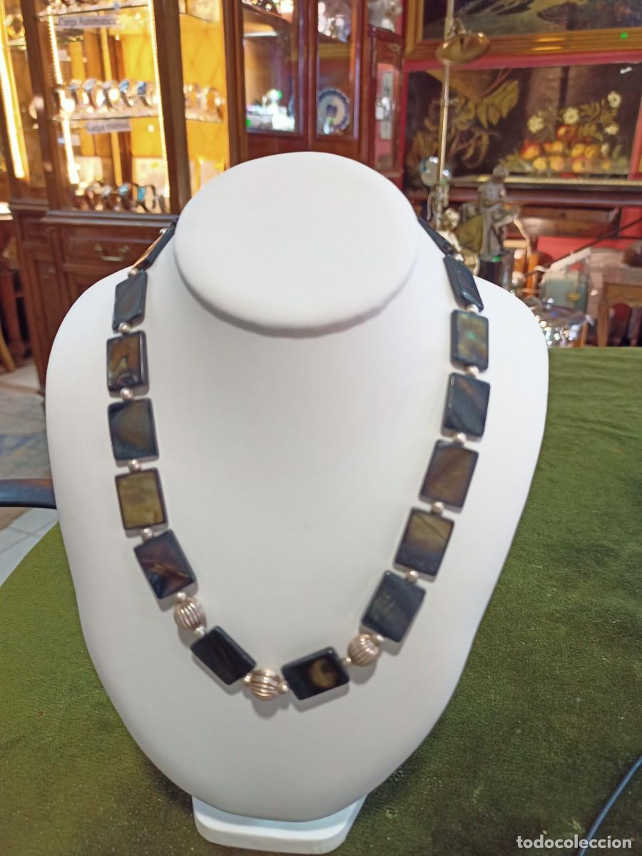 Joyeria: Gargantilla en n&aacute;car con cierre y bolas en plata 925. REF-3869 - Foto 1