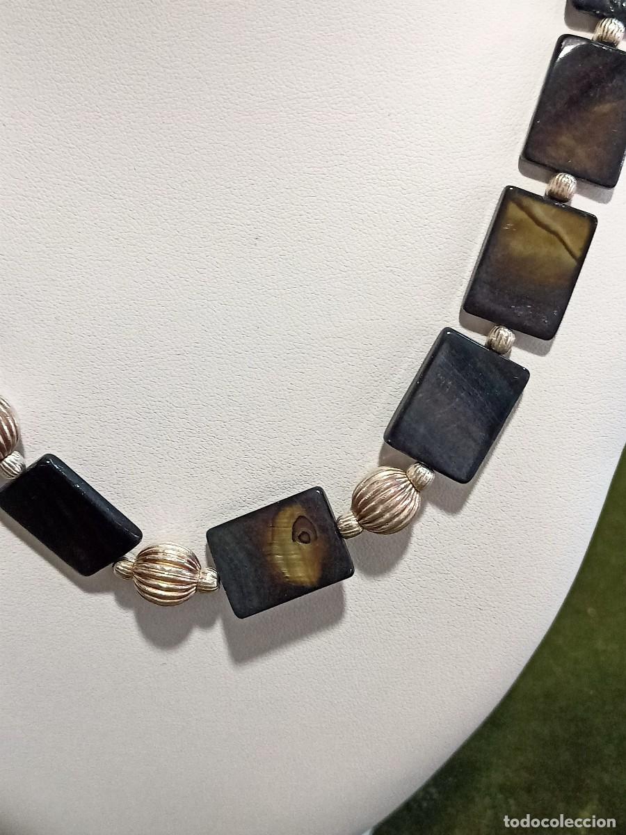 Joyeria: Gargantilla en n&aacute;car con cierre y bolas en plata 925. REF-3869 - Foto 2