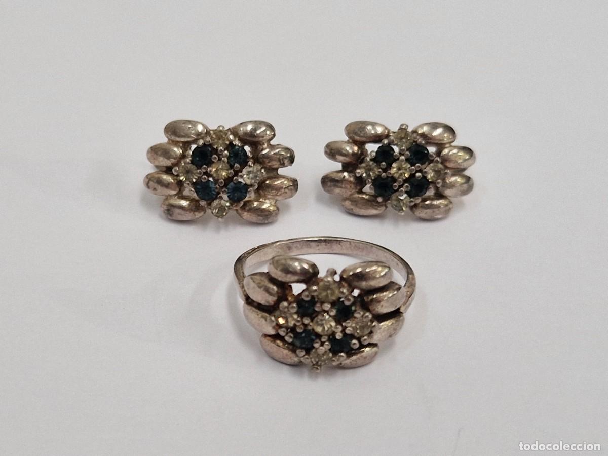 Joyeria: CONJUNTO DE PENDIENTES Y ANILLO EN PLATA CON AGUAMARINA - Foto 1