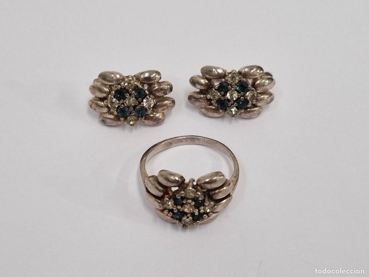 Joyeria: CONJUNTO DE PENDIENTES Y ANILLO EN PLATA CON AGUAMARINA - Foto 2
