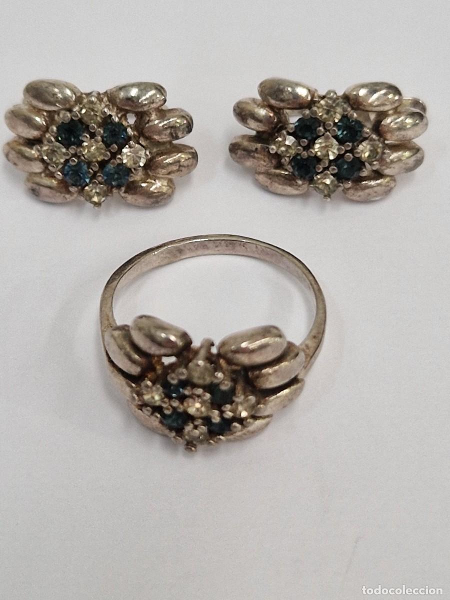 Joyeria: CONJUNTO DE PENDIENTES Y ANILLO EN PLATA CON AGUAMARINA - Foto 4