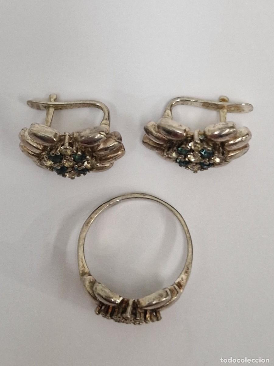 Joyeria: CONJUNTO DE PENDIENTES Y ANILLO EN PLATA CON AGUAMARINA - Foto 5