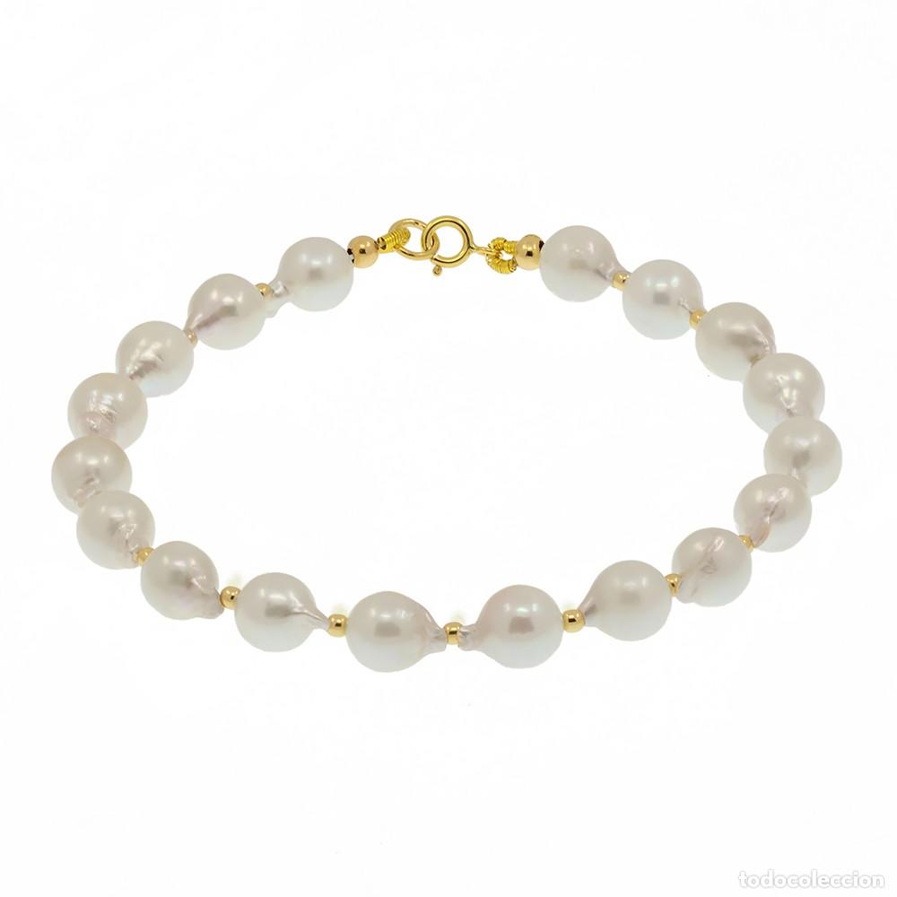 Joyeria: PULSERA DE ORO AMARILLO 18K Y PERLAS BARROCAS AKOYA - Foto 3