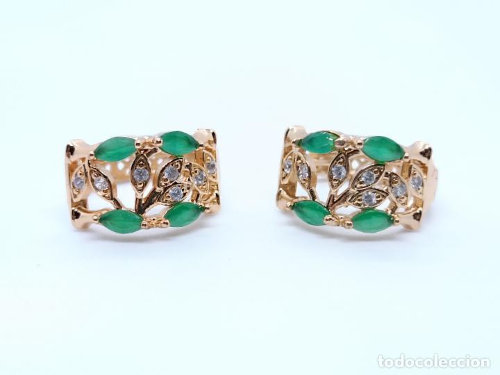 Joyeria: Preciosos pendientes en oro 14k con esmeraldas de estilo bamb&uacute; - Foto 2