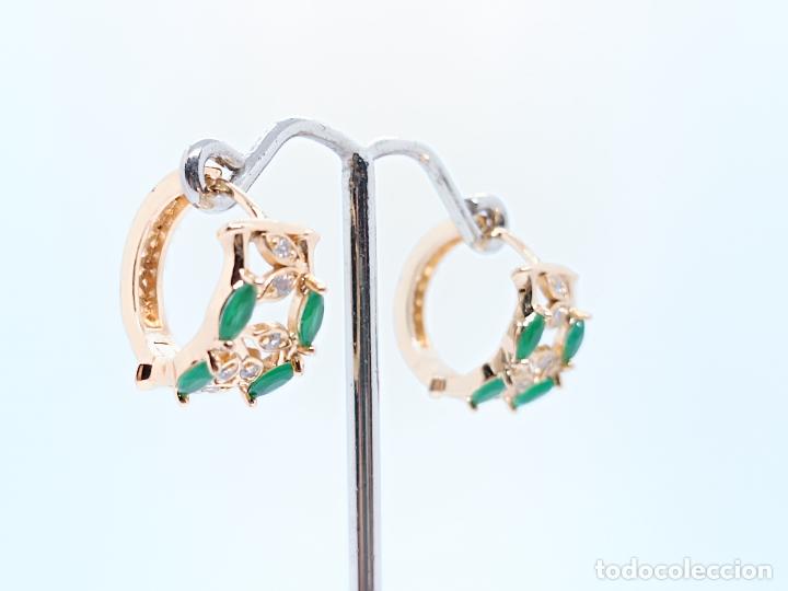 Joyeria: Preciosos pendientes en oro 14k con esmeraldas de estilo bamb&uacute; - Foto 6