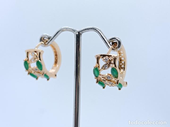 Joyeria: Preciosos pendientes en oro 14k con esmeraldas de estilo bamb&uacute; - Foto 7