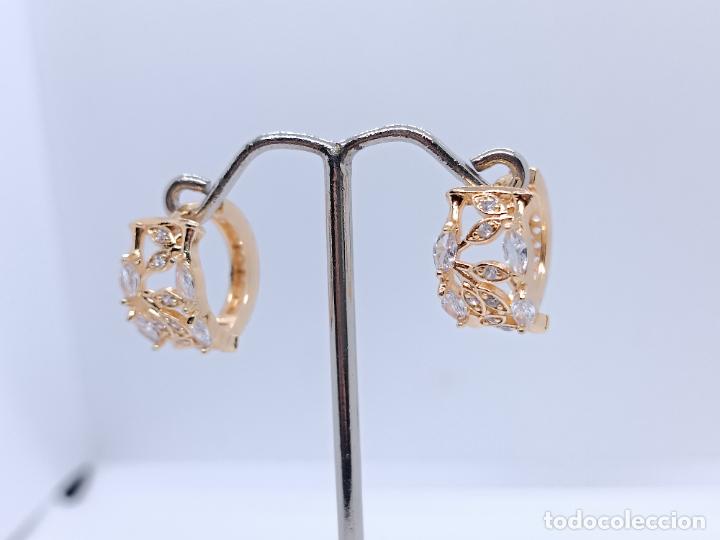 Joyeria: Preciosos pendientes en oro 14k con turmalinas rosas estilo bamb&uacute; - Foto 3