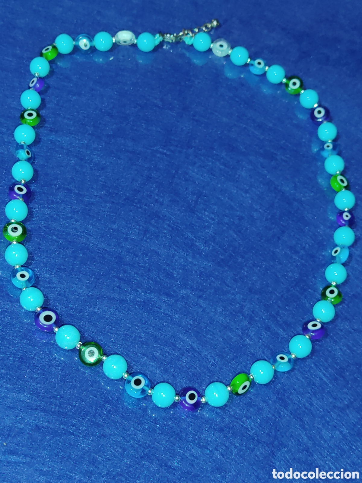 Joyeria: Collar de cristal de Murano ojo turco y opalina azul. - Foto 2
