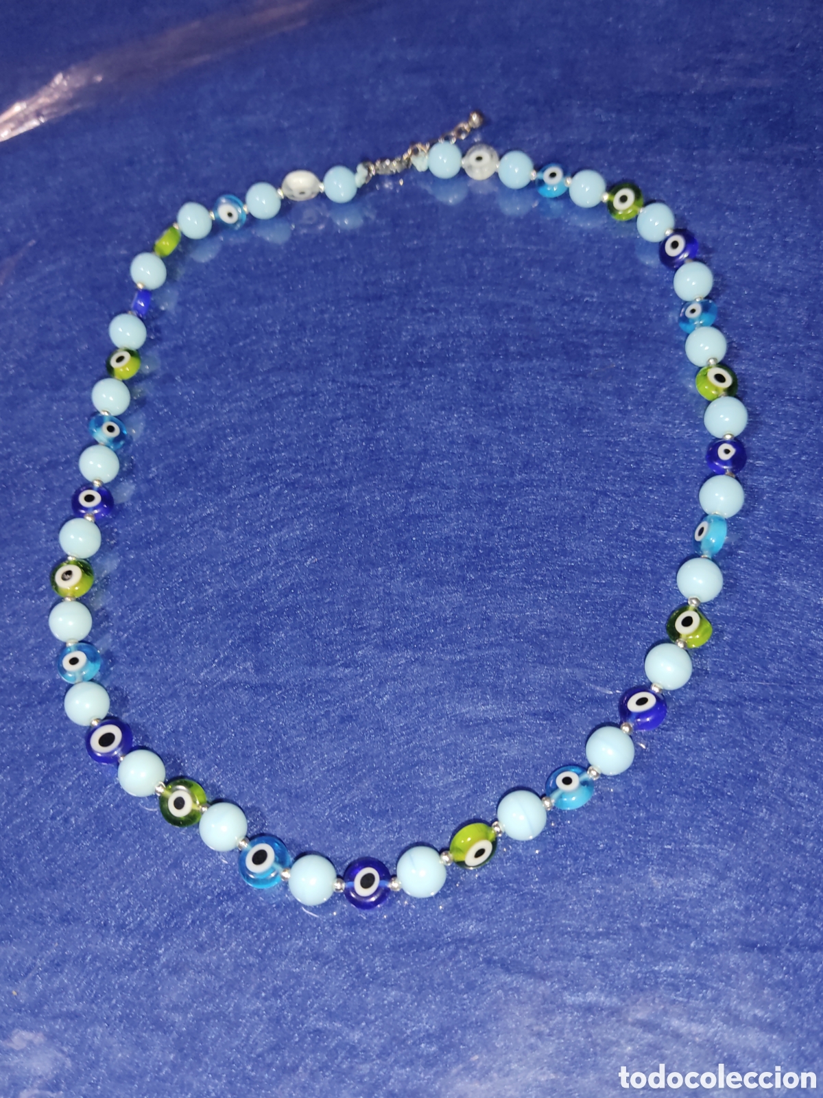 Joyeria: Collar de cristal de Murano ojo turco y opalina azul. - Foto 1