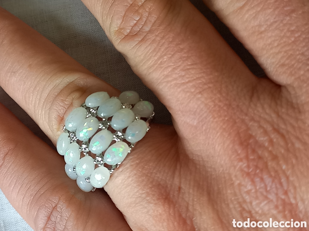 Joyeria: Bello anillo en plata, circonitas y opalos creados - Foto 2