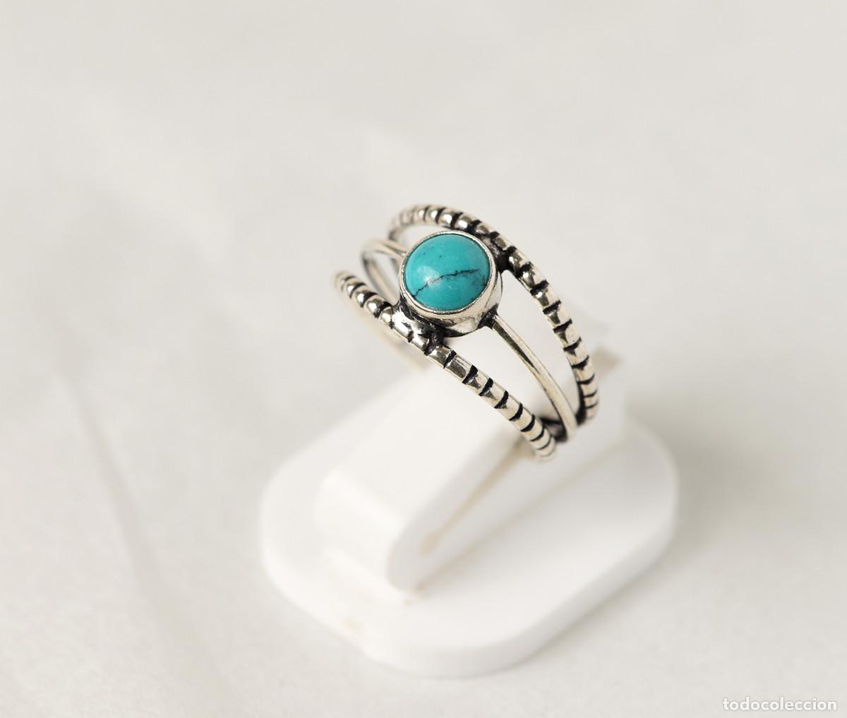 Joyeria: Anillo de plata de ley con turquesa veteada - Talla 14 - Foto 2