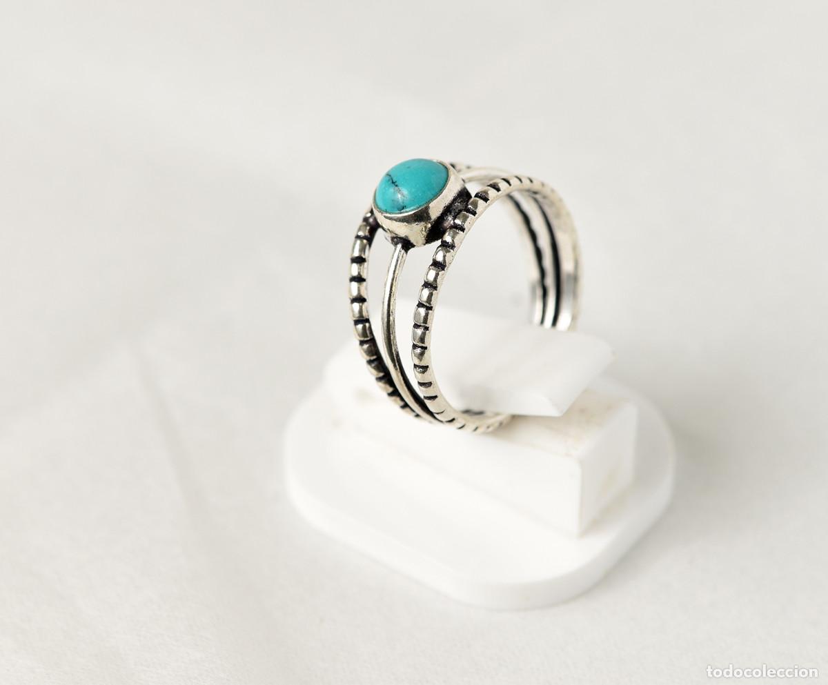Joyeria: Anillo de plata de ley con turquesa veteada - Talla 14 - Foto 3