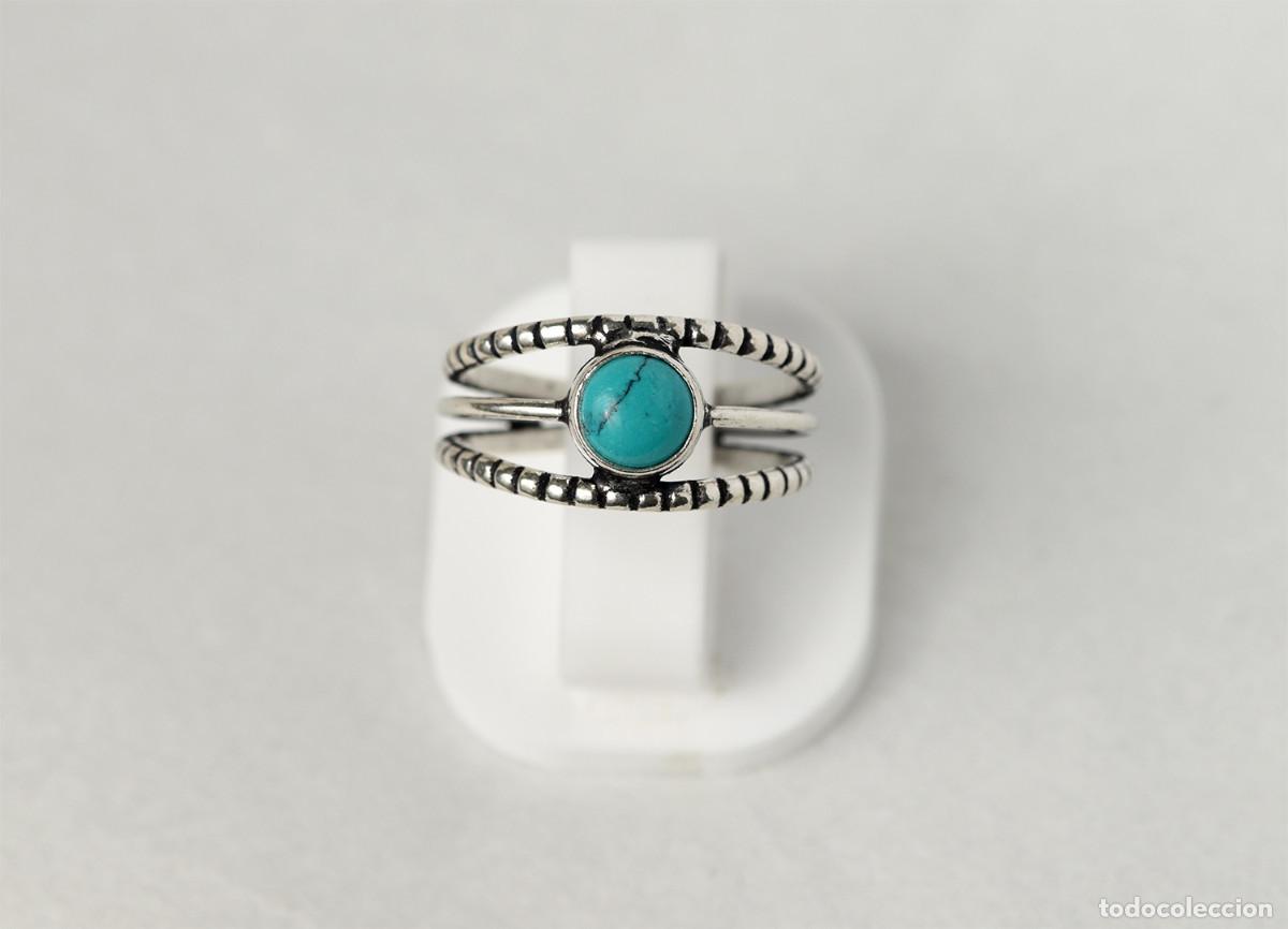 Joyeria: Anillo de plata de ley con turquesa veteada - Talla 14 - Foto 4