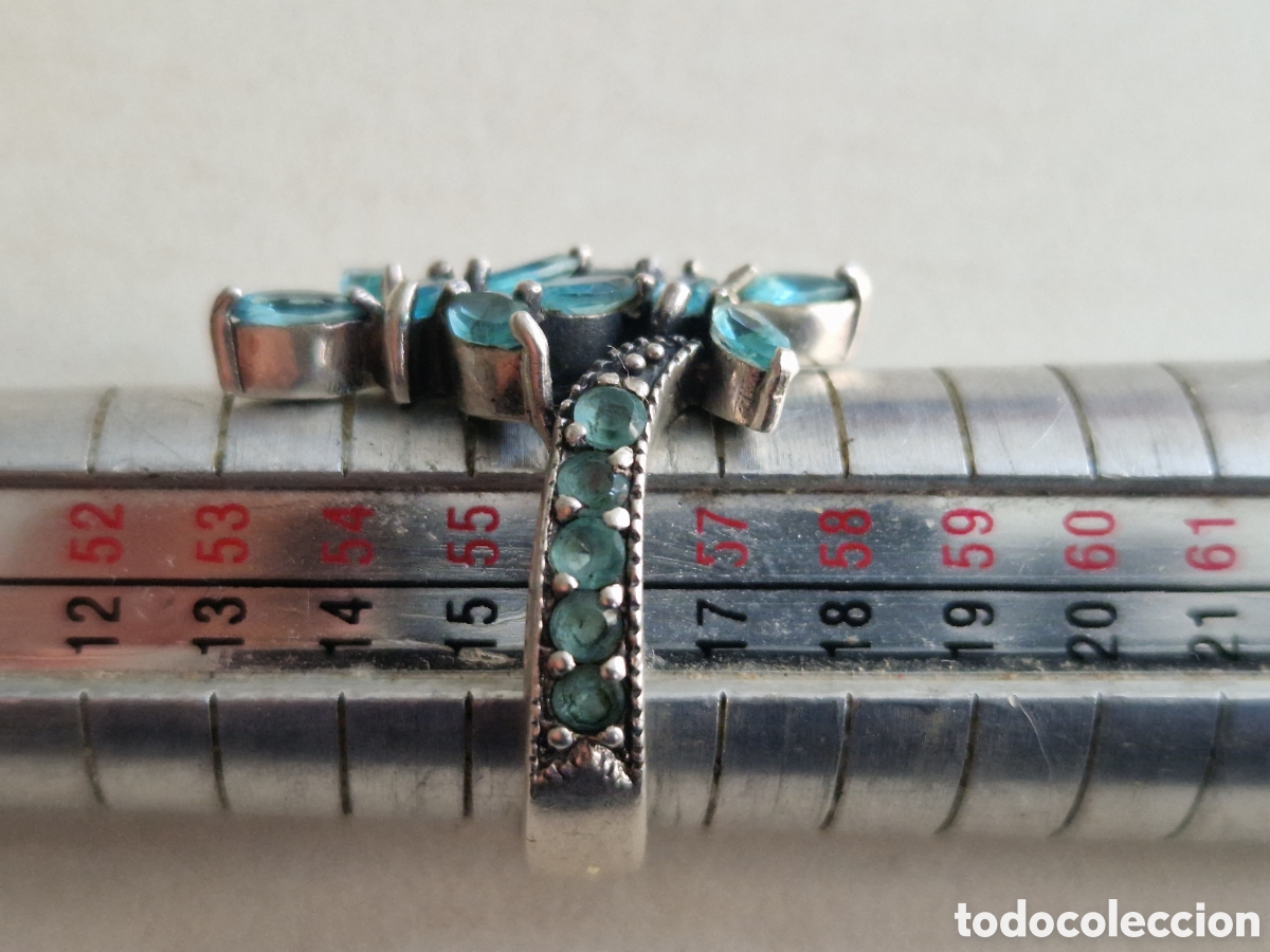 Joyeria: ANILLO DE PLATA DE LEY CONTRASTES PIEDRAS AZULES - Foto 2