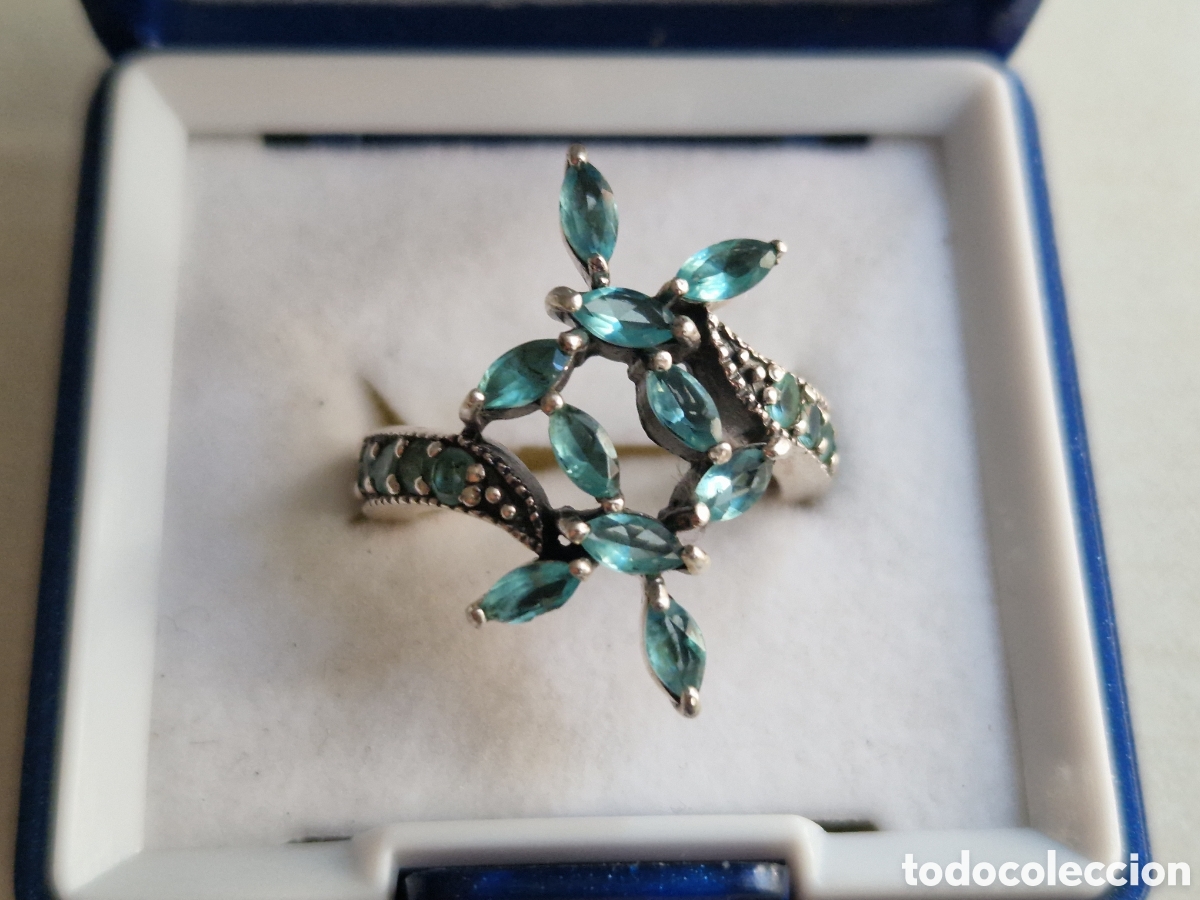 Joyeria: ANILLO DE PLATA DE LEY CONTRASTES PIEDRAS AZULES - Foto 3