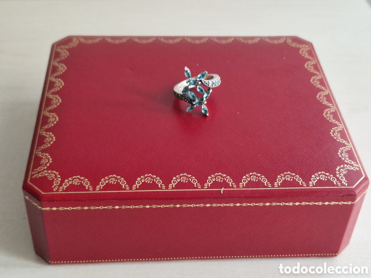Joyeria: ANILLO DE PLATA DE LEY CONTRASTES PIEDRAS AZULES - Foto 6