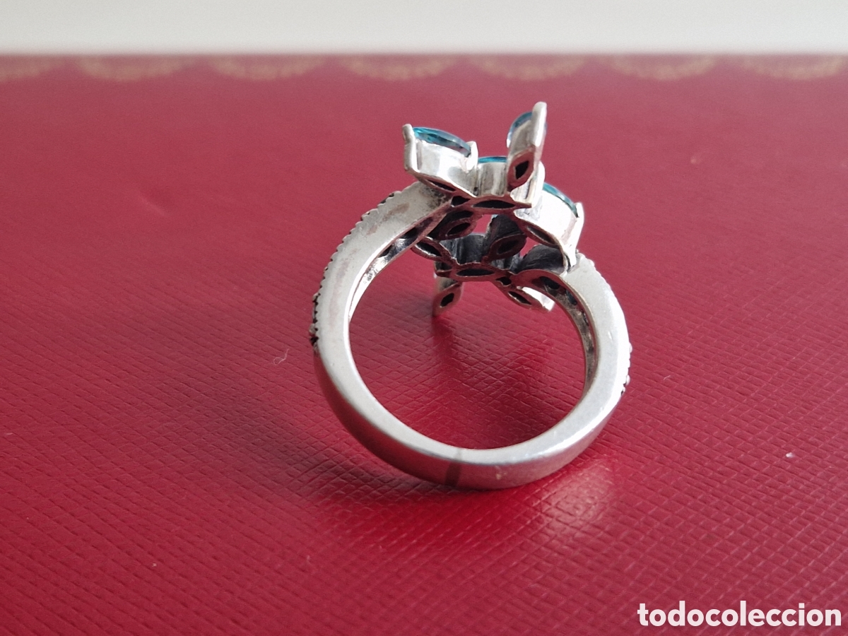 Joyeria: ANILLO DE PLATA DE LEY CONTRASTES PIEDRAS AZULES - Foto 7