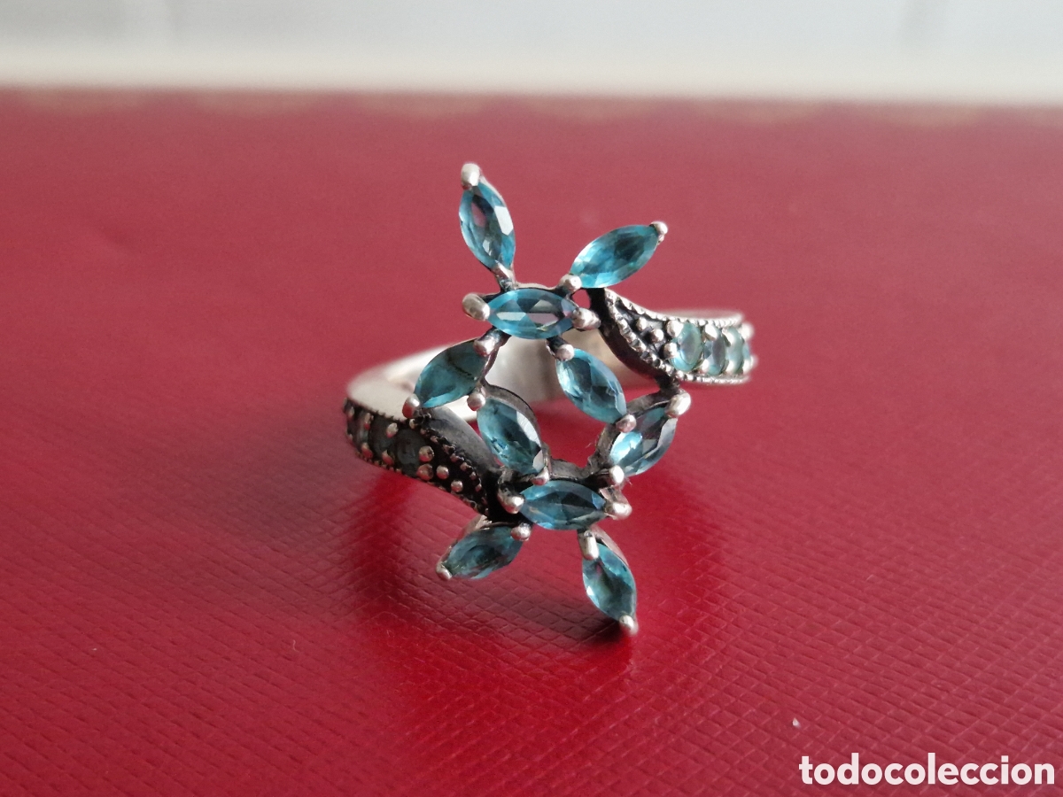 Joyeria: ANILLO DE PLATA DE LEY CONTRASTES PIEDRAS AZULES - Foto 1