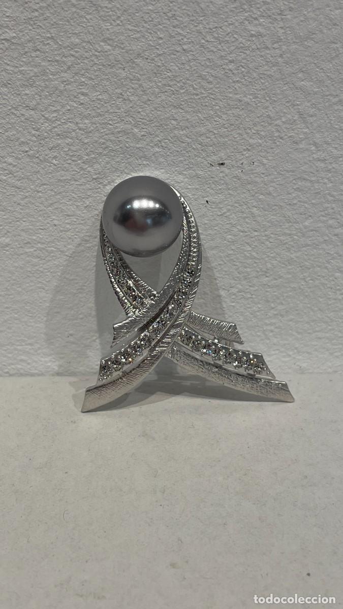 Joyeria: BROCHE PLATEADO CON PERLA Y BRILLOS - Foto 1