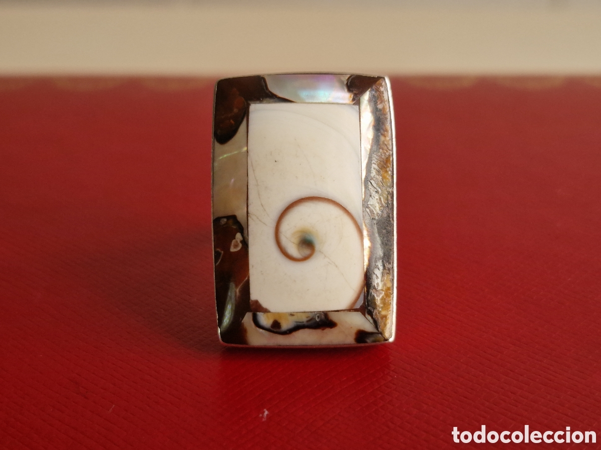 Joyeria: ANILLO GRANDE PLATA Y NACAR NUEVO - Foto 1