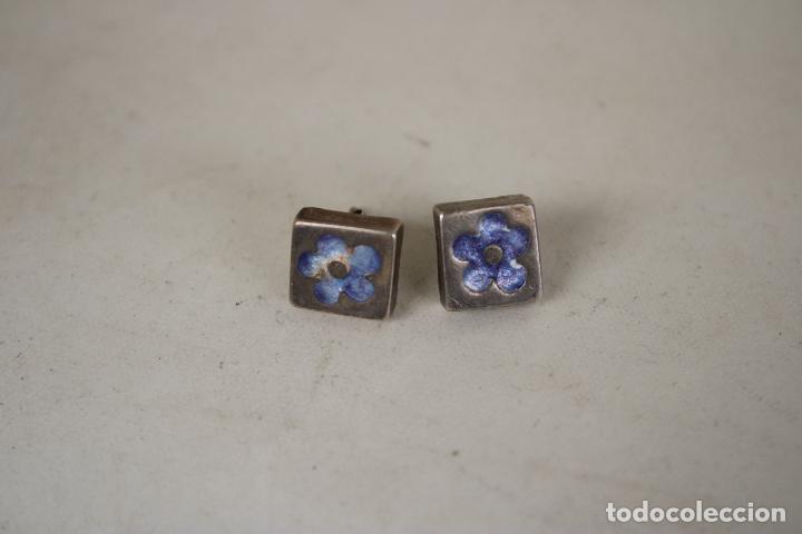 Joaillerie: pendientes plata con flor alzheimer azul