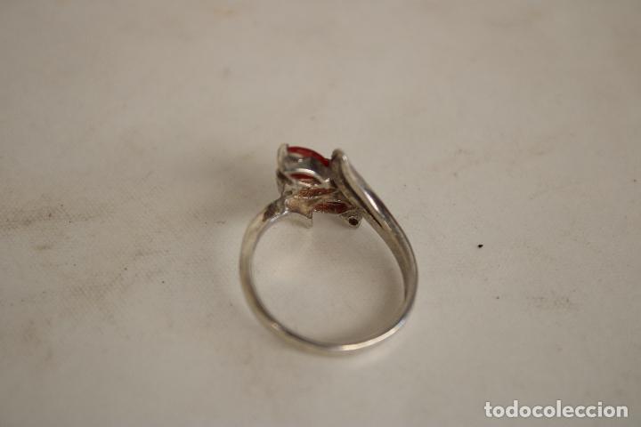 Joyeria: anillo plata 925 con piedras rojas - Foto 2