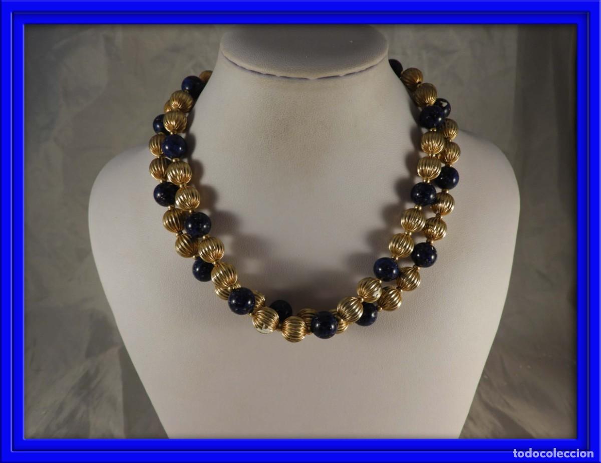 Joyeria: COLLAR DE BOLAS DORADAS Y AZULES DE LAPISLAZULI - Foto 1