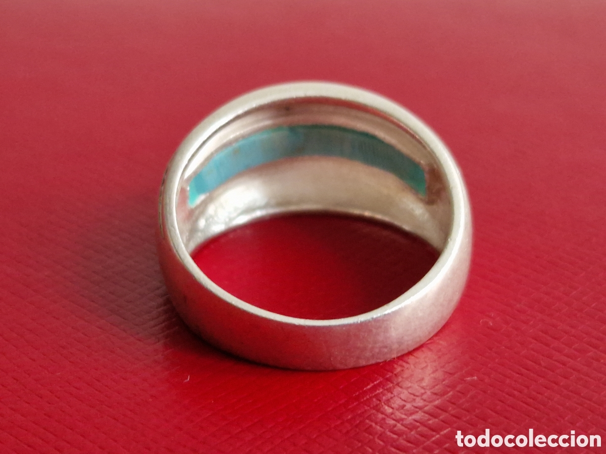 Joyeria: ANILLO DE PLATA DE LEY CONTRASTES Y TURQUESA NUEVO - Foto 3