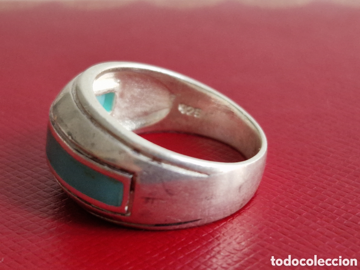 Joyeria: ANILLO DE PLATA DE LEY CONTRASTES Y TURQUESA NUEVO - Foto 4