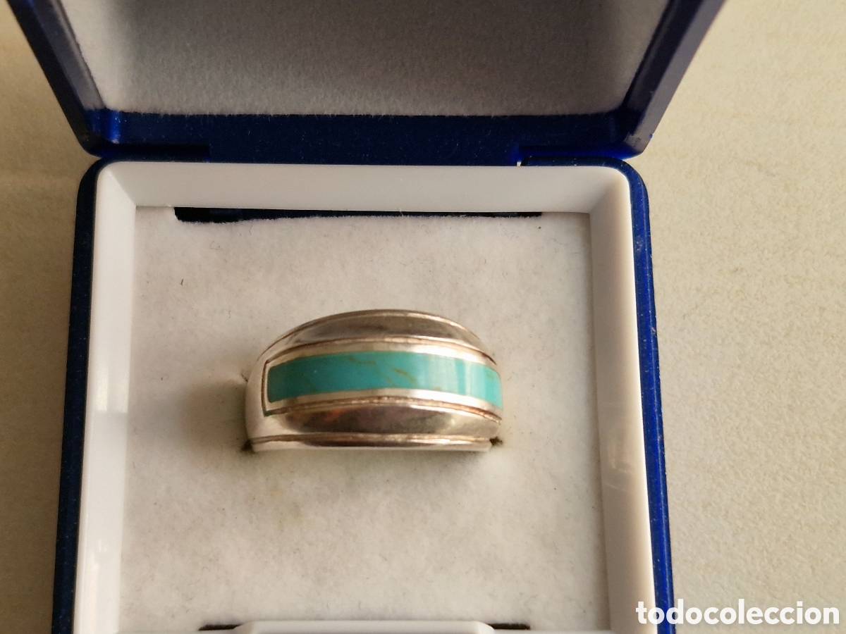 Joyeria: ANILLO DE PLATA DE LEY CONTRASTES Y TURQUESA NUEVO - Foto 5