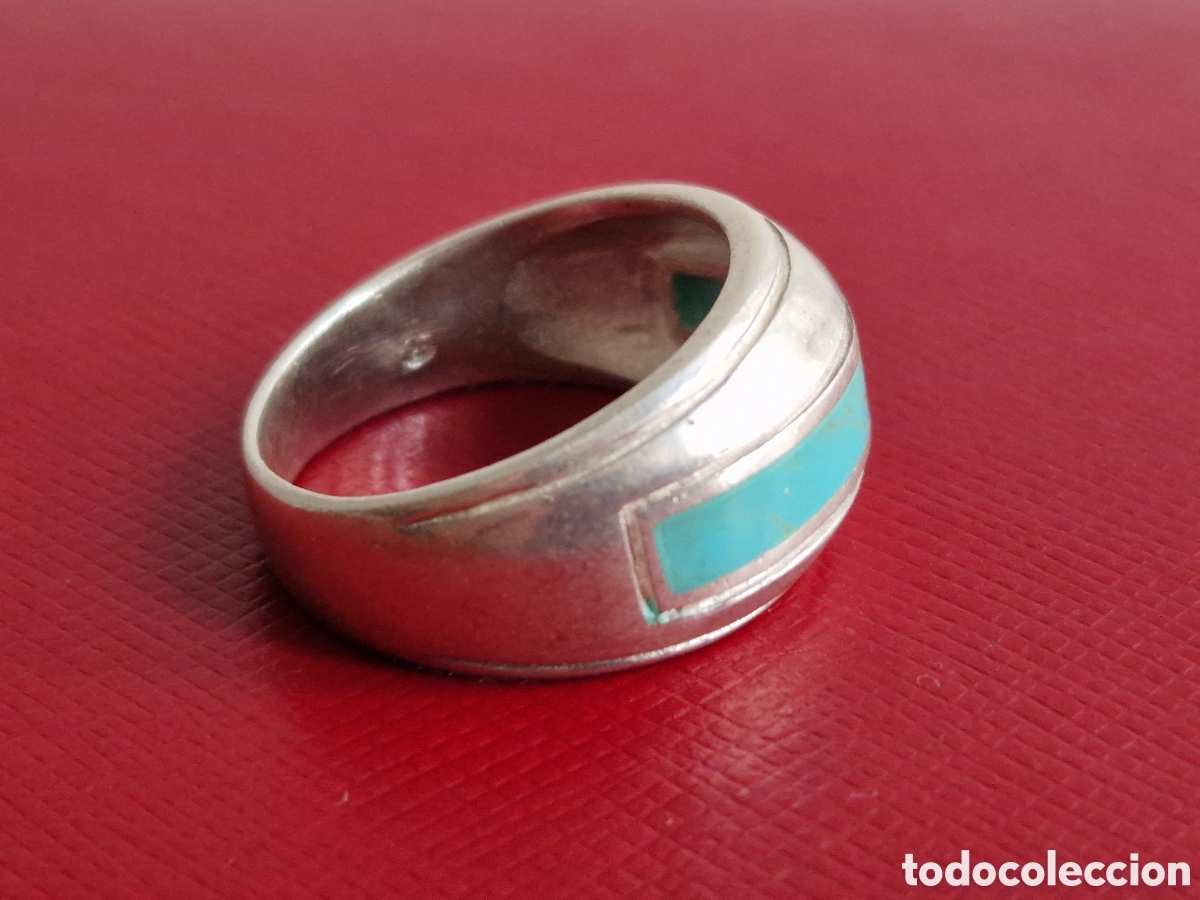 Joyeria: ANILLO DE PLATA DE LEY CONTRASTES Y TURQUESA NUEVO - Foto 6