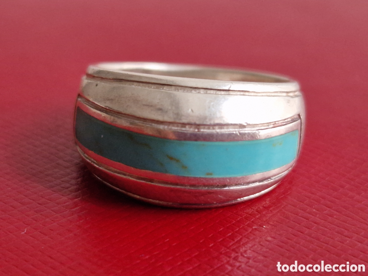 Joyeria: ANILLO DE PLATA DE LEY CONTRASTES Y TURQUESA NUEVO - Foto 1