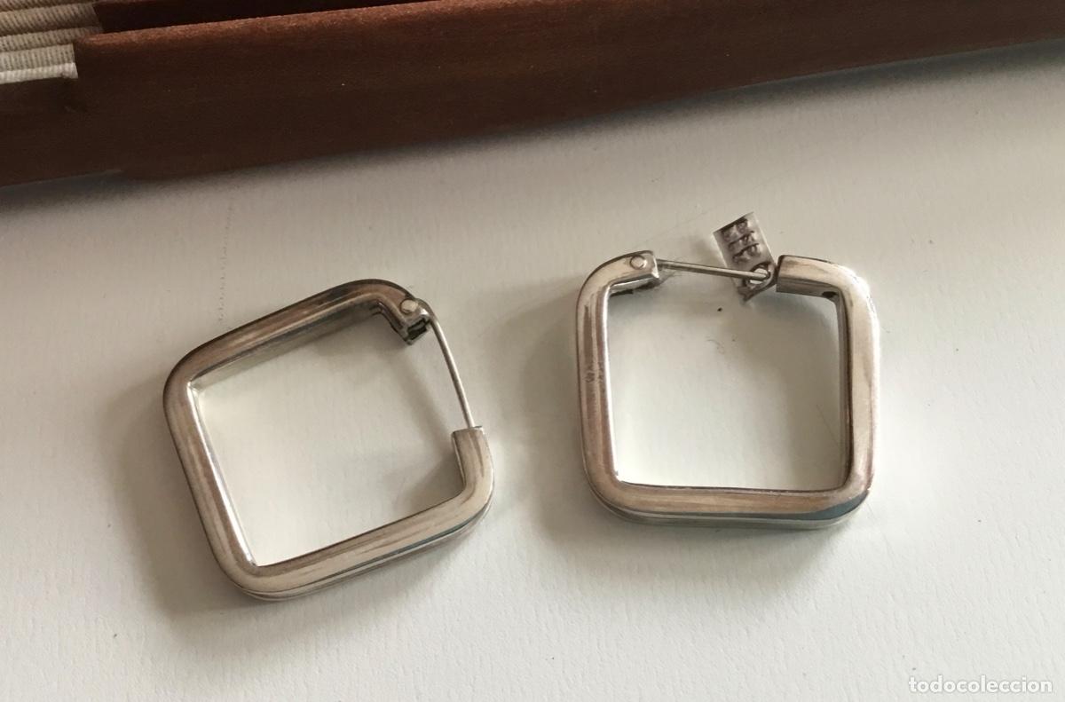 Joyeria: PENDIENTES DE PLATA DE LEY. AROS CUADRADOS - Foto 2