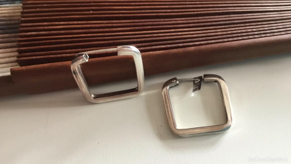 Joyeria: PENDIENTES DE PLATA DE LEY. AROS CUADRADOS - Foto 4