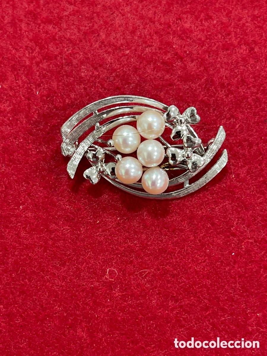 Joyeria: Bonito, broche en plata de ley y perlas. - Foto 1