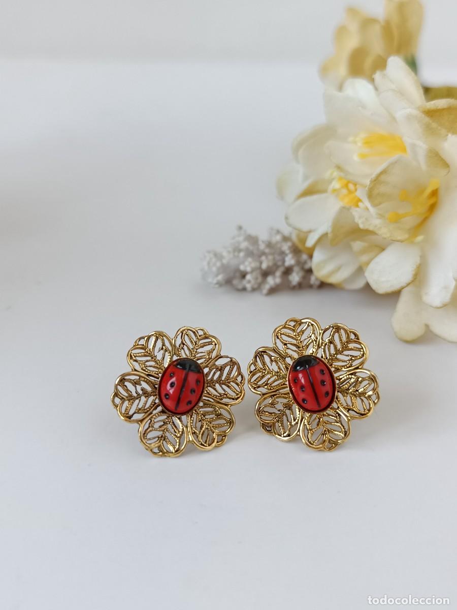 Joyeria: ⌛Pendientes vintage de mariquitas - Foto 9