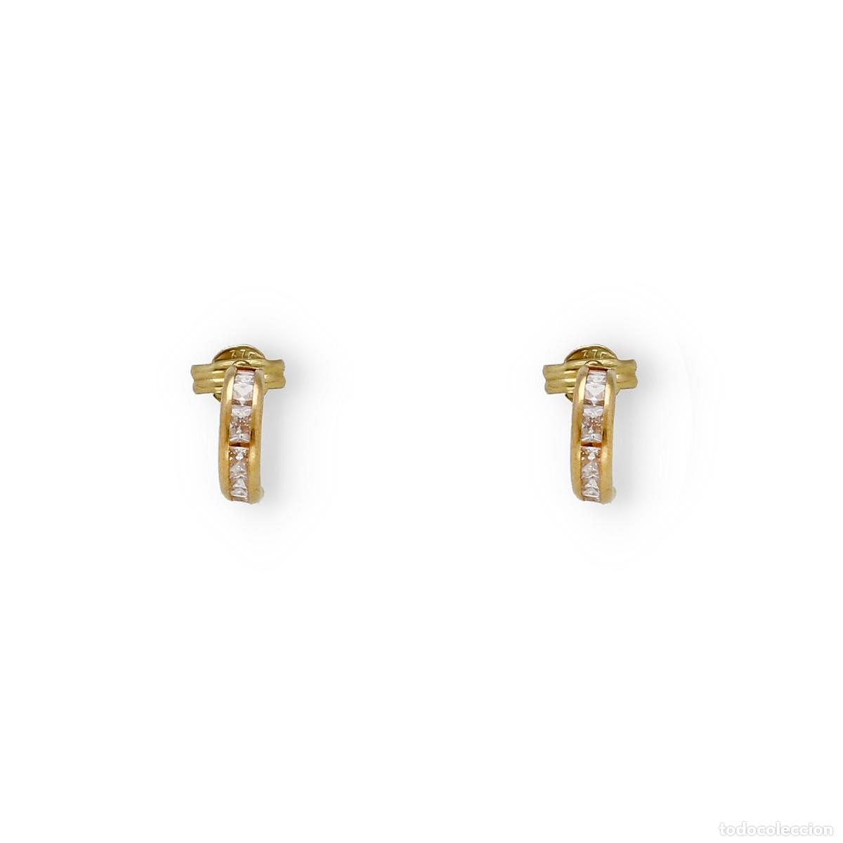 Joyeria: Pendientes cortos, oro amarillo 9k y circonitas - Foto 2