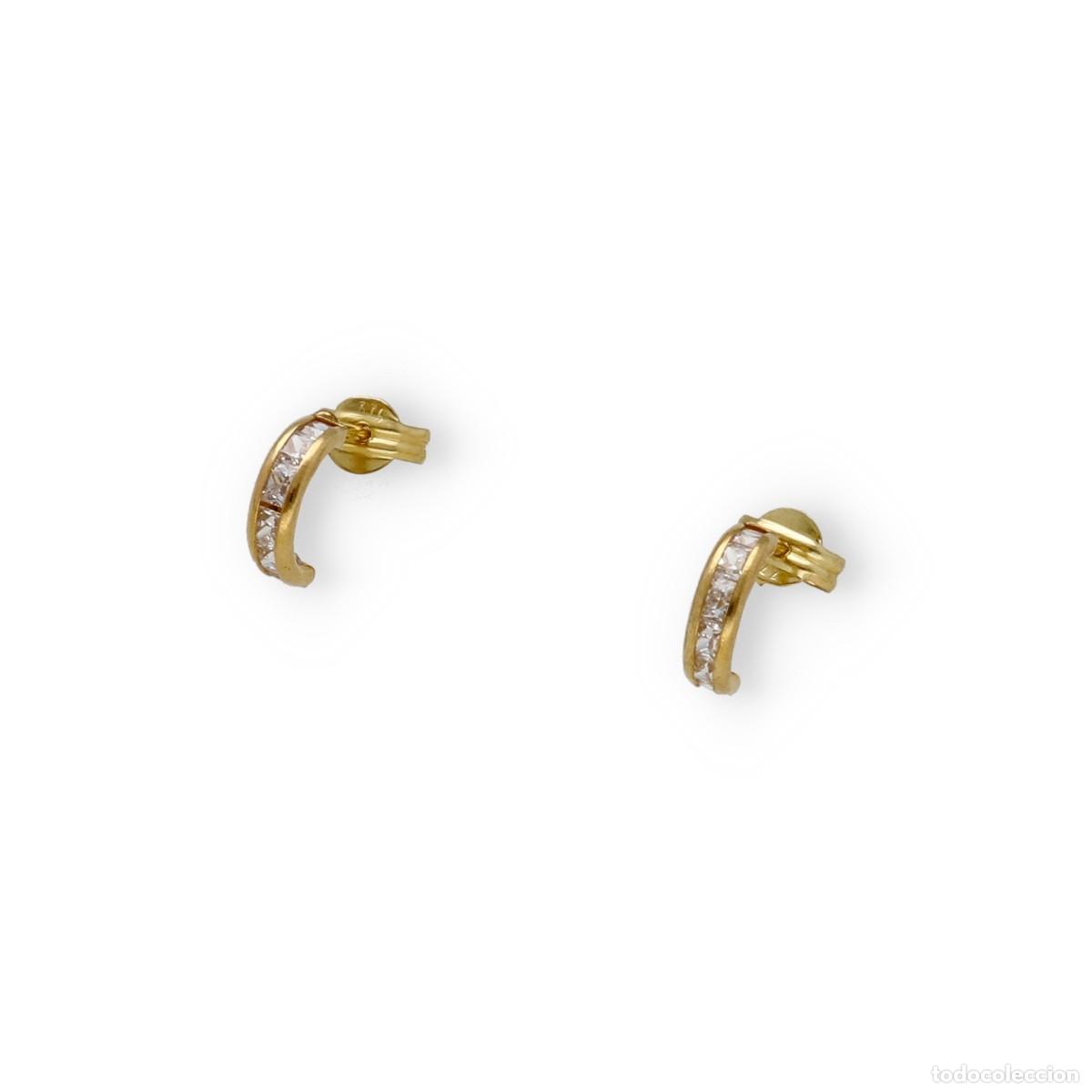 Joyeria: Pendientes cortos, oro amarillo 9k y circonitas - Foto 3