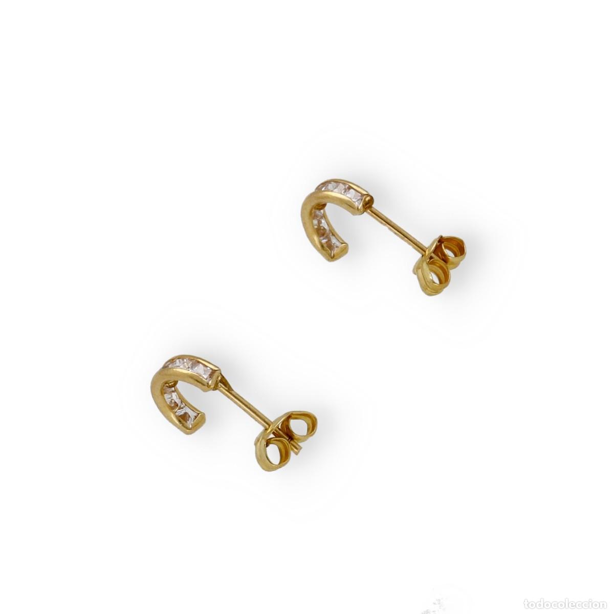 Joyeria: Pendientes cortos, oro amarillo 9k y circonitas - Foto 4