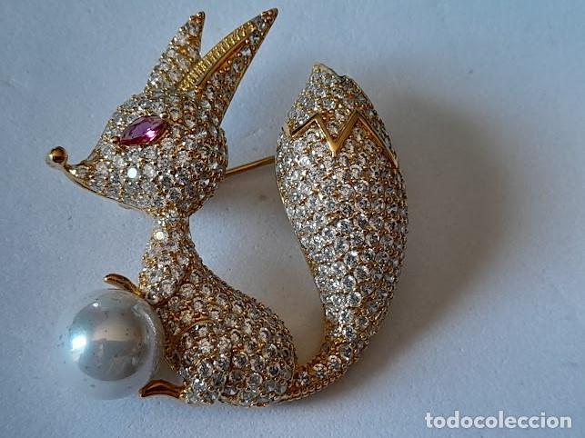 Joyeria: Broche de lujo conejo con rubi y perla. - Foto 1